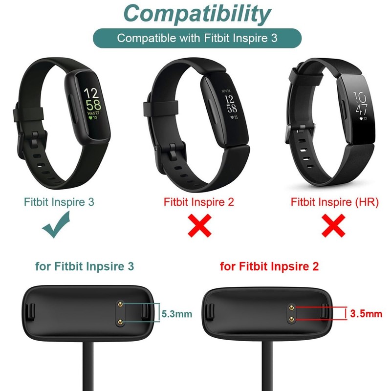 Charger for Fitbit Inspire 3 Fitness Tracker (1ft/30cm) gallery