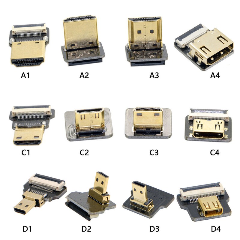 Cablecc Ribbon Flat HDMI Cable FPV Micro Mini HDMI 90 degree Adapter FPC 1080P gallery