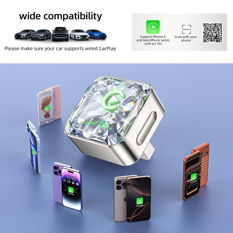 Wireless Apple CarPlay Adapter, 5.8G Quad-Core Chip No Latency, Aerospace Sil... gallery