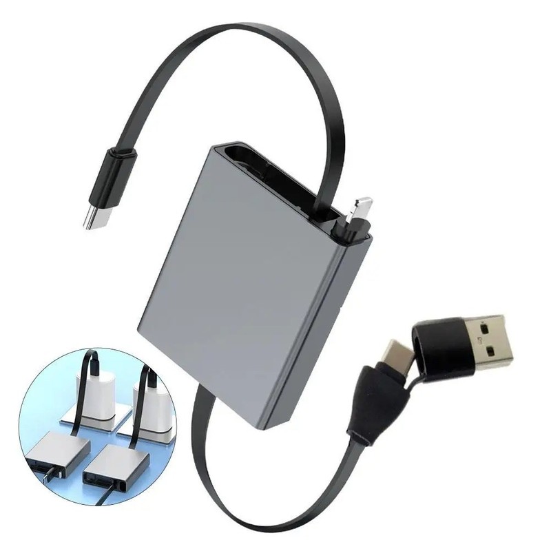 1 Pc 66W 4 in 1 Telescopic USB Type C PD Fast Charging Cable iPhone Samsung gallery