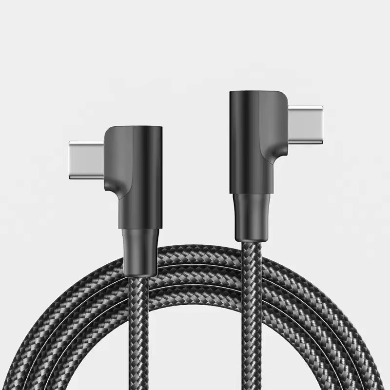 1 PACK 90 Degree Angle USB-C to USB-C Charger Cable Fast Charging Type Sync Cord