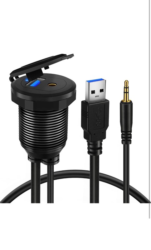 BATIGE Alloy USB 3.0 AUX DC3.5mm Port Car Mount Flush Cable for Car Boat Motorcy gallery