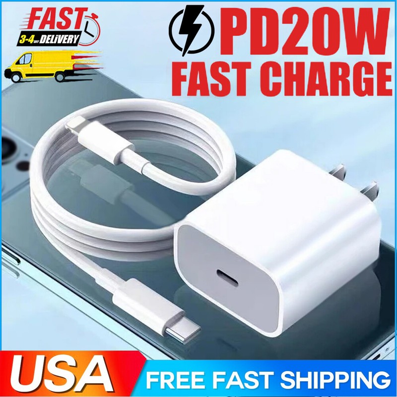 ⚡20W USB-C Fast Charger PD Adapter& Cable For iPhone 11/12/13/14for iPad/AirPods