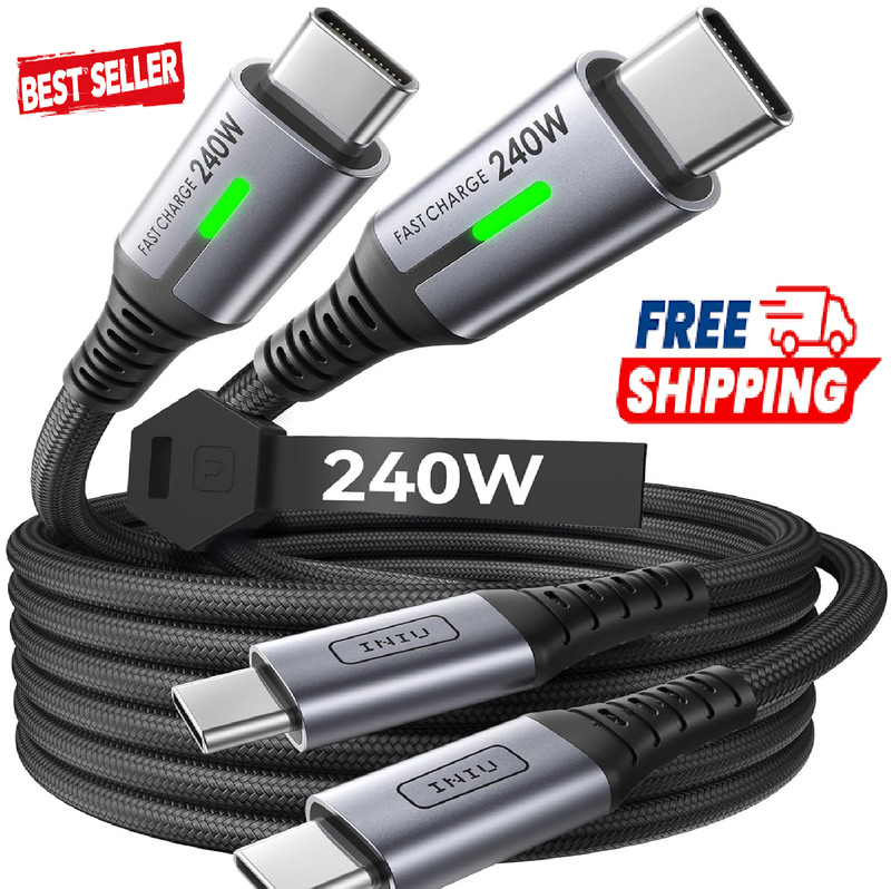 INIU USB C to USB C Cable, 240W Fast Charging Type C Charger Cord, Braided USBC