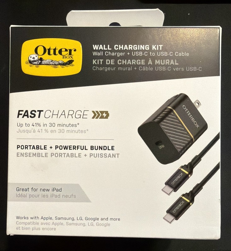 OtterBox USB-C – USB-C Fast Charge Wall Charging Kit (20W) – Black Shimmer – NEW
