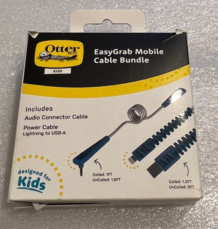 OtterBox EasyGrab Mobile Charging & Audio Cable for iPhone & More – Blue/Gray