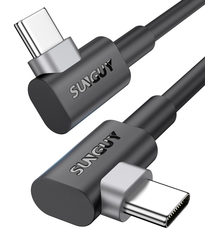 USB C to USB C Right Angle Cable 1FT 60W Fast Charging – Double Elbow Design