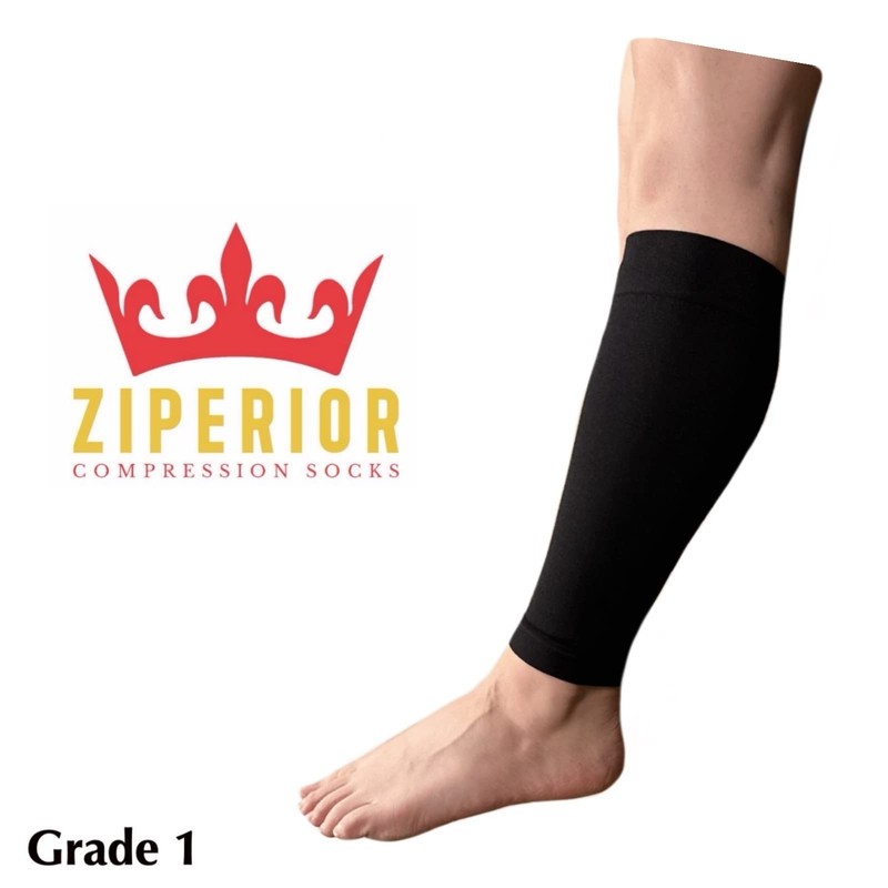 15-20 mmHg Compression Shin Calf No Foot Inside Leg Zipper Sleeves Black gallery