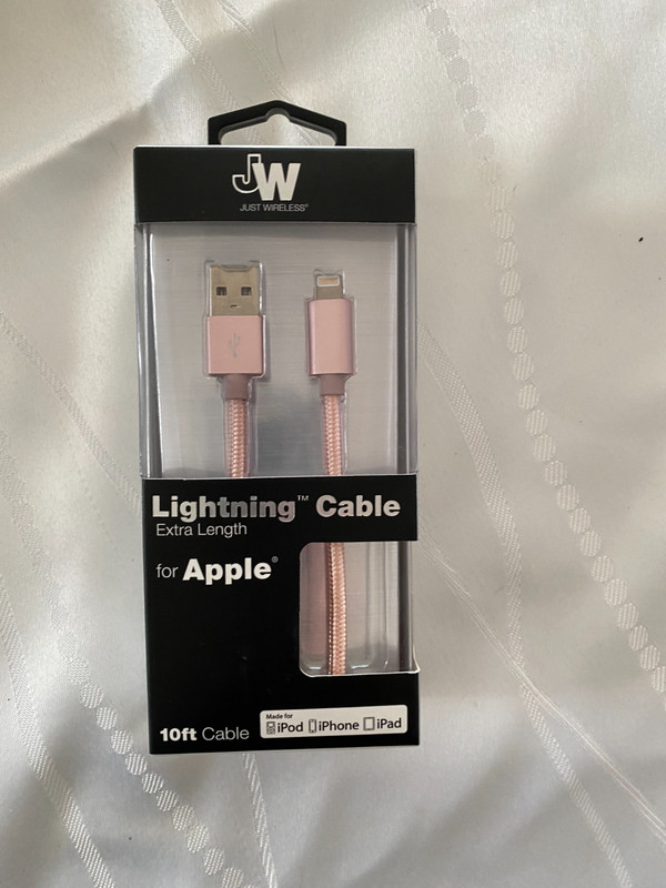 NIB Just Wireless – Apple MFi Certified 10′ Lightning Cable for Apple – Pink