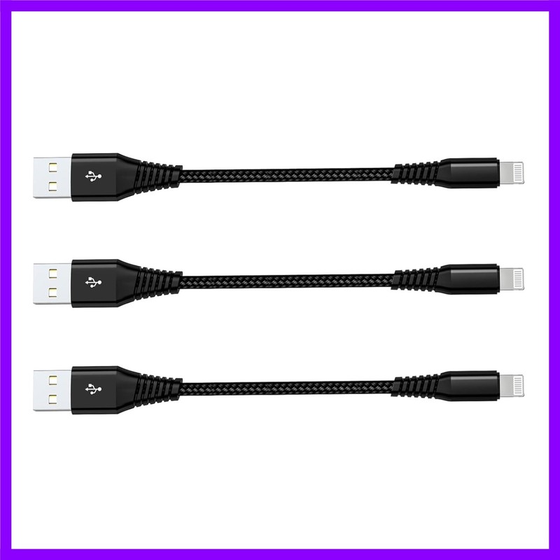 Apple MFi Certified Short iPhone Charging Cable 3Pack 8 Inch, USB to Lightning