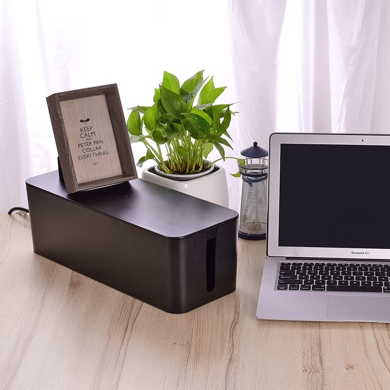 Cable Management Box, Large Cord Organizer Box to Hide Power Strip & Black gallery