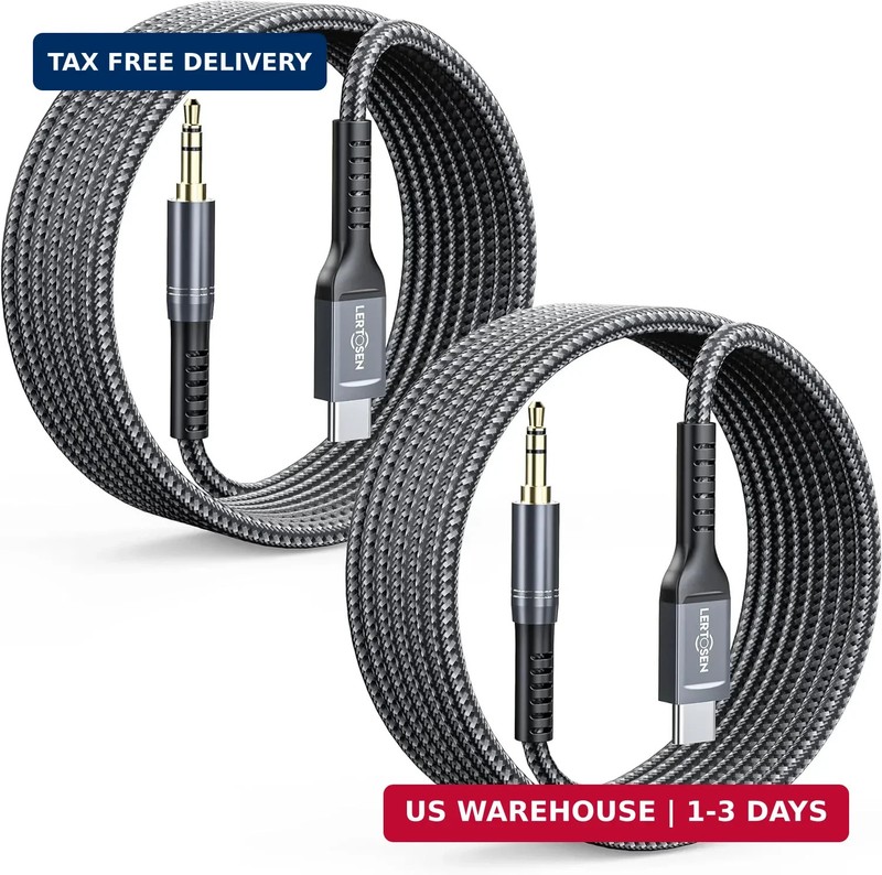 [4FT 2 Packs] USB C to 3.5mm Audio Aux Jack Cable,Type C to 3.5mm Headphone Car