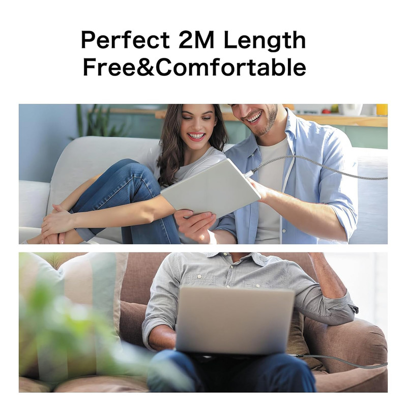 2 in 1 USB C to C Cable 100W (6FT, 2Pack), 5A Fast Charging Type a to C Charger gallery