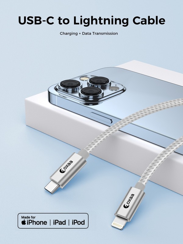 OXAA 2M USB C to Iightning Charging Cable - 2 Pack OXCB1341 Silver | New gallery