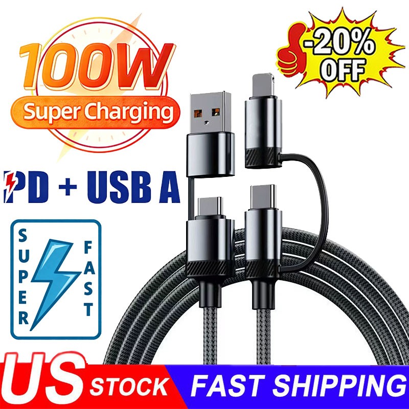 4 In 1 USB C Cable Multi-USB Charging Cable – MAX 100W Fast Charging For All Typ