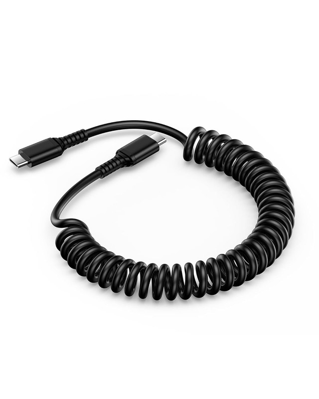USB C Coiled Cable Fast Charging, Coiled USB to USB C Cable for iPhone 16 Pro Ma