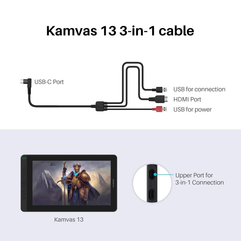 CB05A 3-in-1 Cable, with Kamvas 12/13/16 (2021), Not with Kamvas 12/13/16, 13... gallery
