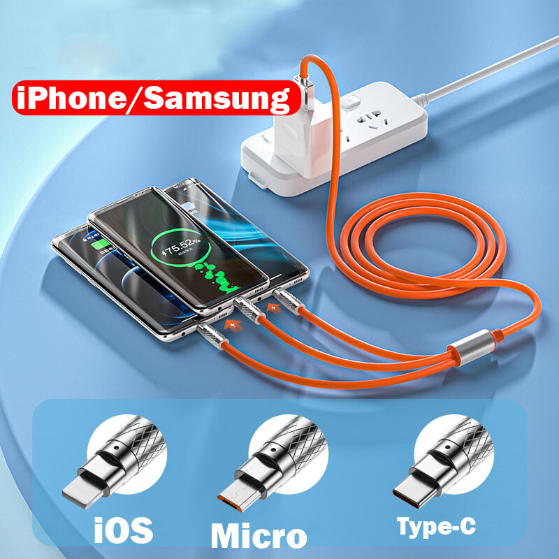 3 in 1 Fast Charging Cable Cell Phone Charger Cord For iPhone Type C Micro LOT gallery