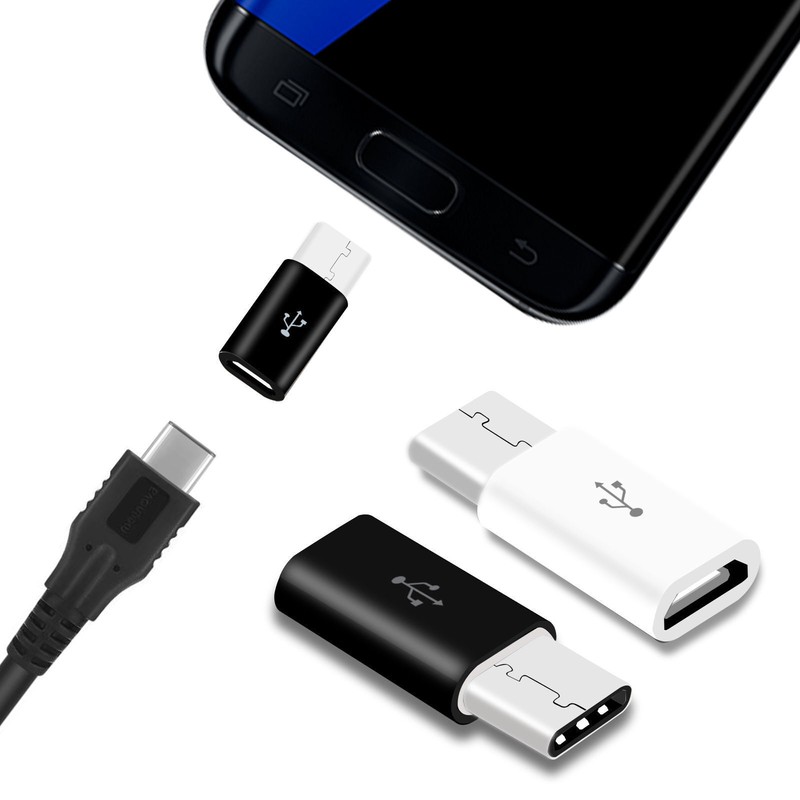 2PC Micro USB Female to Type C Male Adapter Converter Micro-B to USB-CConnector gallery