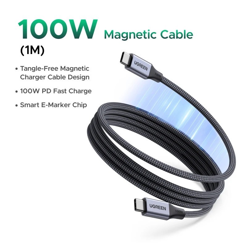 UGREEN Magnetic 100W USB Type C To USB C PD Fast Charge Cable iPhone HUAWEI Mac