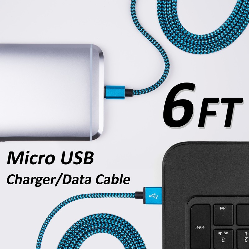6FT Micro USB Charger Braided Fabric Cable Cord Sync For Android Cell Phone gallery