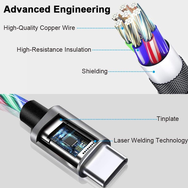 USB C Cable, 3ft Light up Type C Charger Fast Charging Led USB Type C Cord Co... gallery