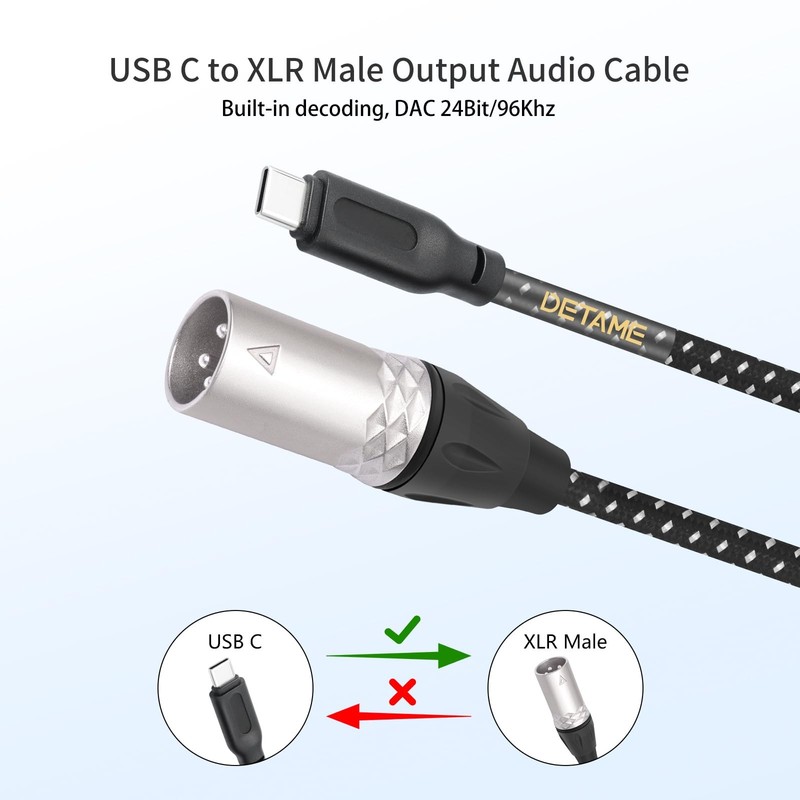 24Bit/96Khz USB to XLR Output Audio Cable,USB DAC Smartphone/Laptop to XLR Ou... gallery