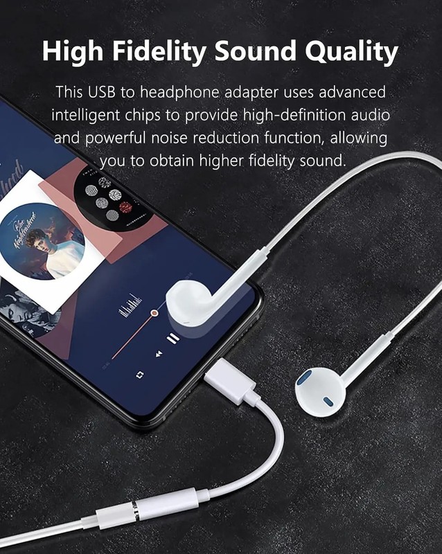 USB-C Type C to 3.5mm AUX Headphone Jack Adapter For iPhone 16/17/Android Phone gallery