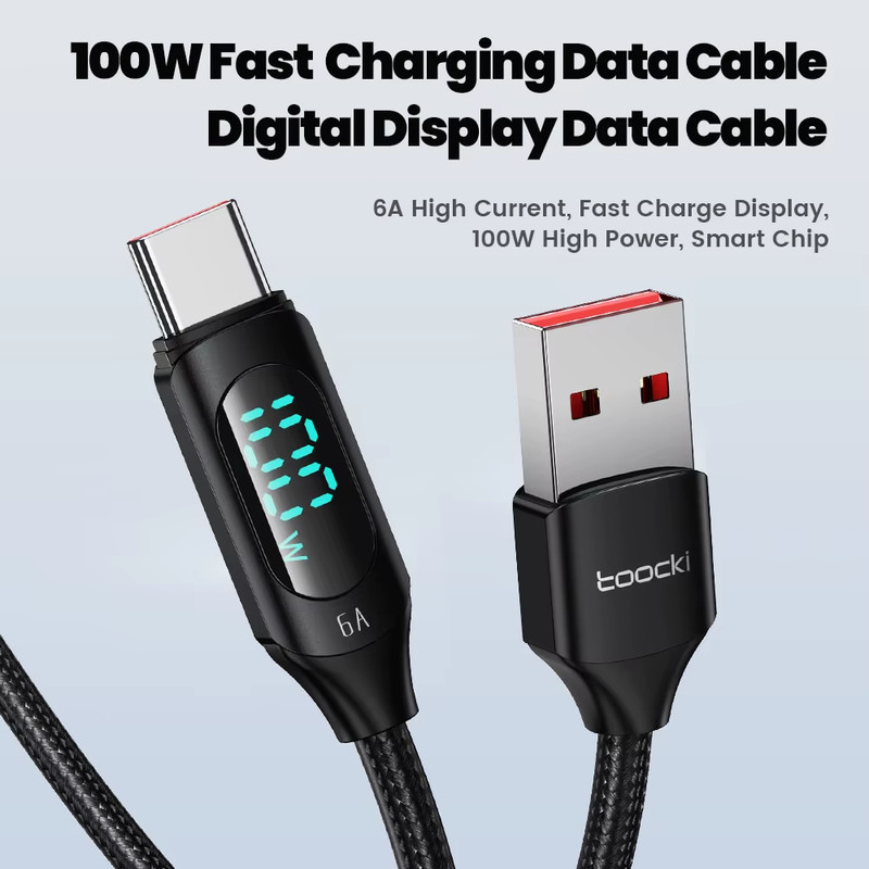 Toocki 100W USB-C Cable Digital Display Fast Charging Data Cord 1M/2M Length gallery