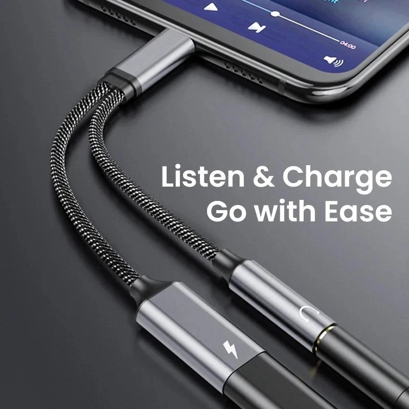 2 in 1 Type-C USB C to 3.5mm AUX Audio Headphone Jack Adapter Charger Cable New gallery