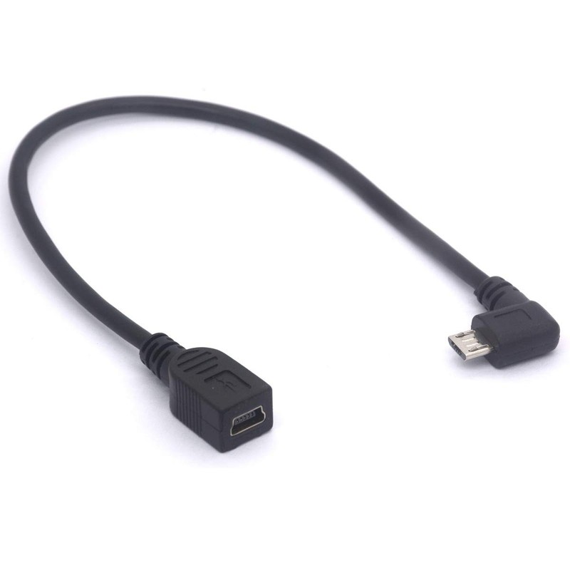 Right Angle Micro USB Mini USB Female Cable Extender 90 Degree B Male Adapter