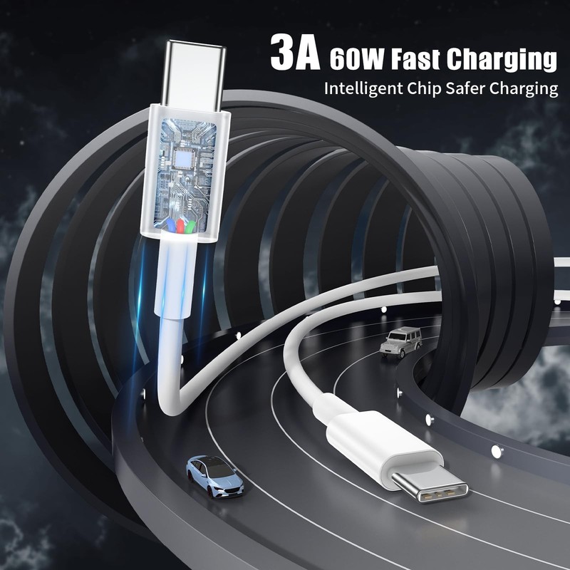 Essri USB C to C Cable 3FT for Apple iPhone 17 16 4Pack 3Feet 60W, White gallery