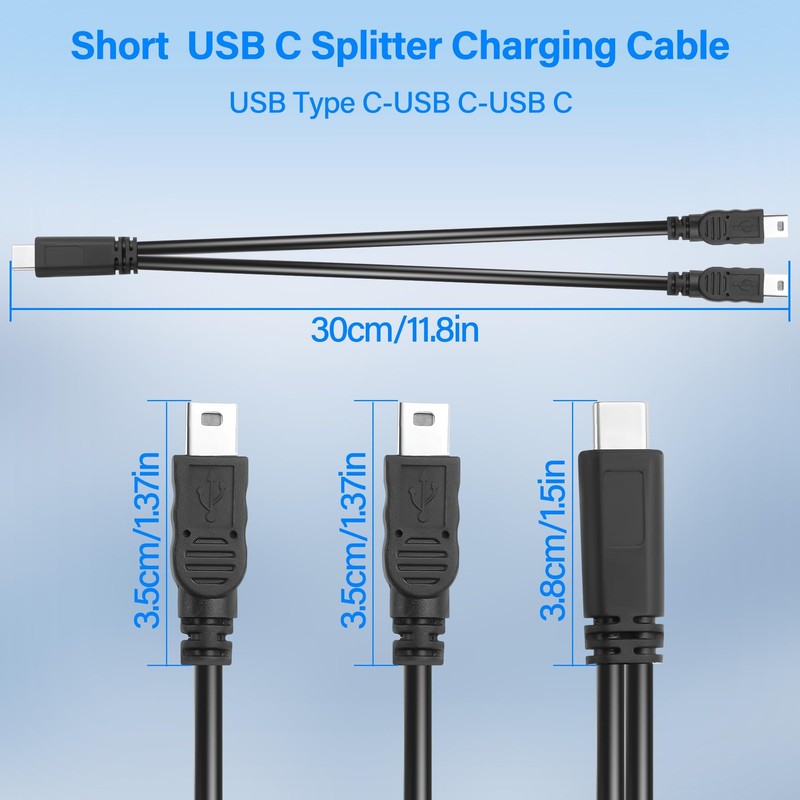 USB C to Mini USB Charging Cable 2-in-1 Type C to Dual Mini USB Splitter Cabl... gallery