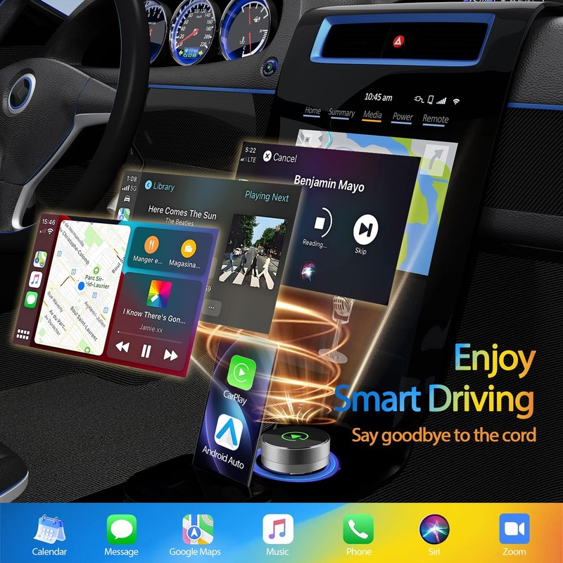 2-in-1 Wireless CarPlay Adapter for Apple iPhone & Android, Plug & Play, Auto... gallery