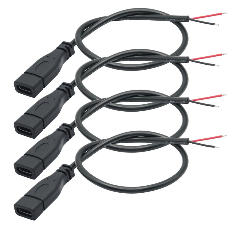 Short USB C to 2 Pin Bare Wire Open End Cable,9inch 25cm 5V/3A USB Type C Fem…