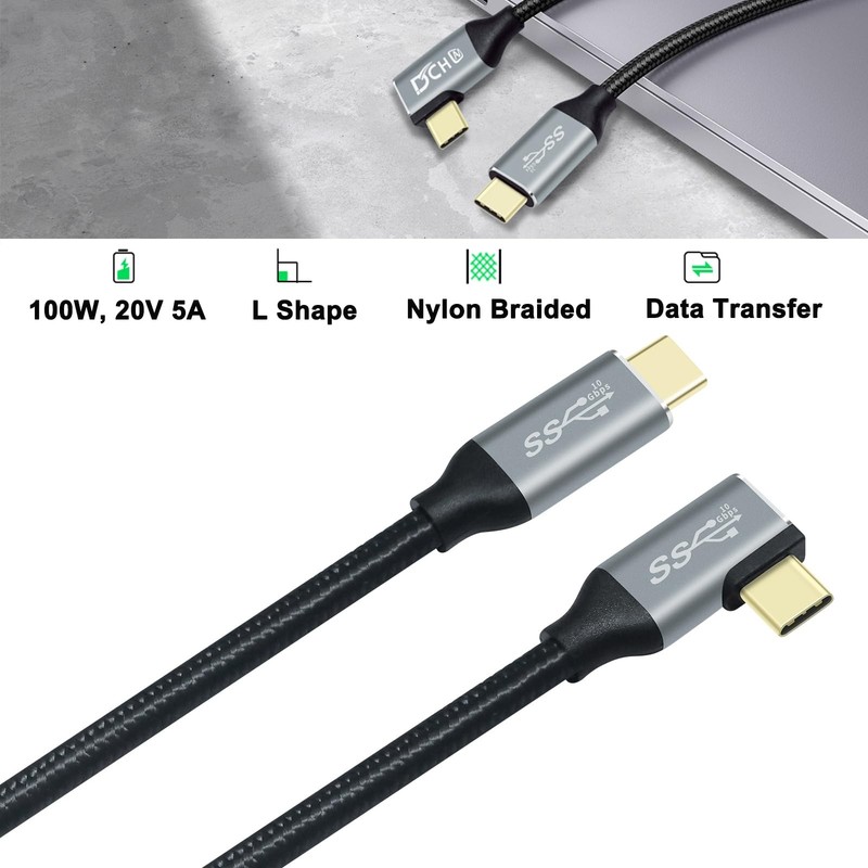 1.5ft 90 Degree USB C Cable 100W 4K 10Gbps 3.1 Gen 2 Type C Monitor Cord 5A gallery