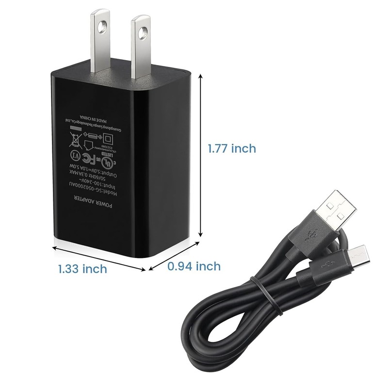 Black USB C Power Charger for Various Devices - 6.6 ft with Safety Features gallery