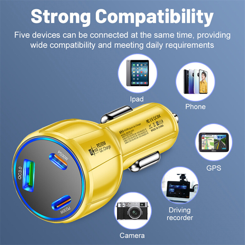 90W PD USB-C Fast Charging Car Charger Adapter For Samsung A57 A37 A07 A17 A56 gallery