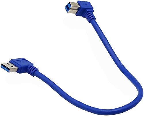 Angled USB 3.0 Printer Cable 1 FT 30cm Male Plug 90 Degree Left To Right