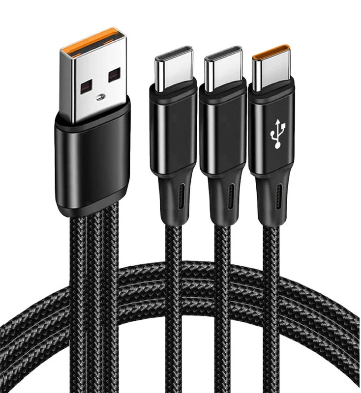 USB to USB C Multi Charging Cable 3-in-1, 60W USB C Splitter Cable with 3 Separa