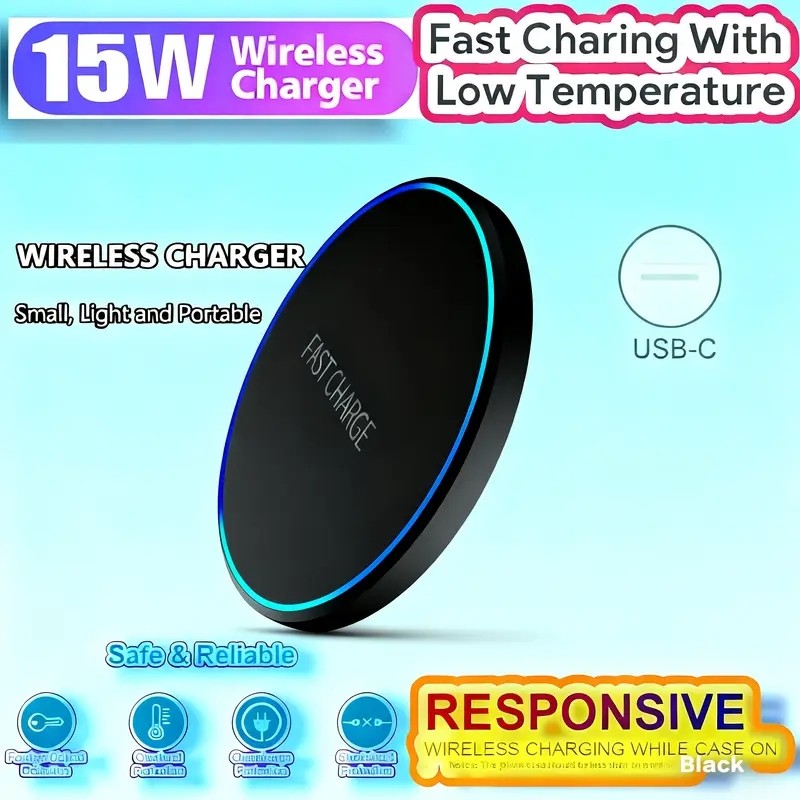 Wireless Fast Charger Charging Pad Dock for Samsung iPhone Android Cell Phone