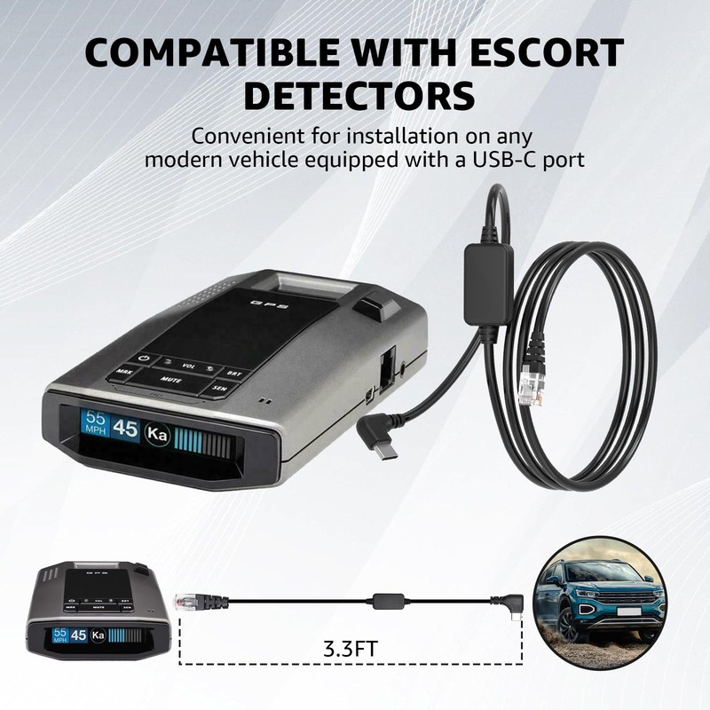 USB C to RJ11 for Escort Radar Detector Power Cord – Compatible with Escort M... gallery