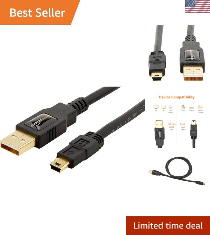 Reliable 3FT USB 2.0 A-Male to Mini-B Cable – Backwards Compatible & Lightweight