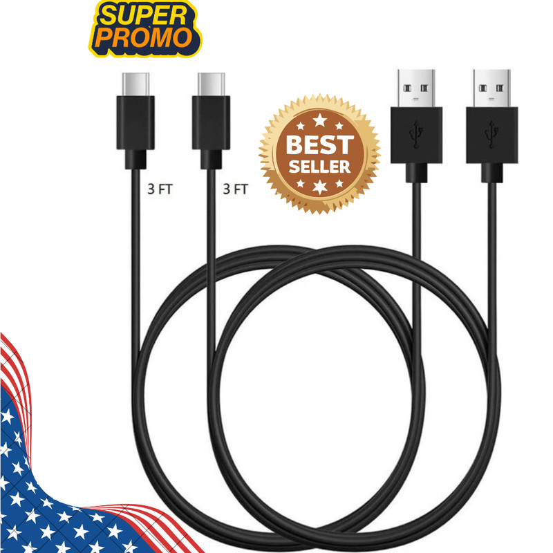 USB A to USB C Cable, USB Type C, 2 Pack [3FT, 3FT], Fast Charging