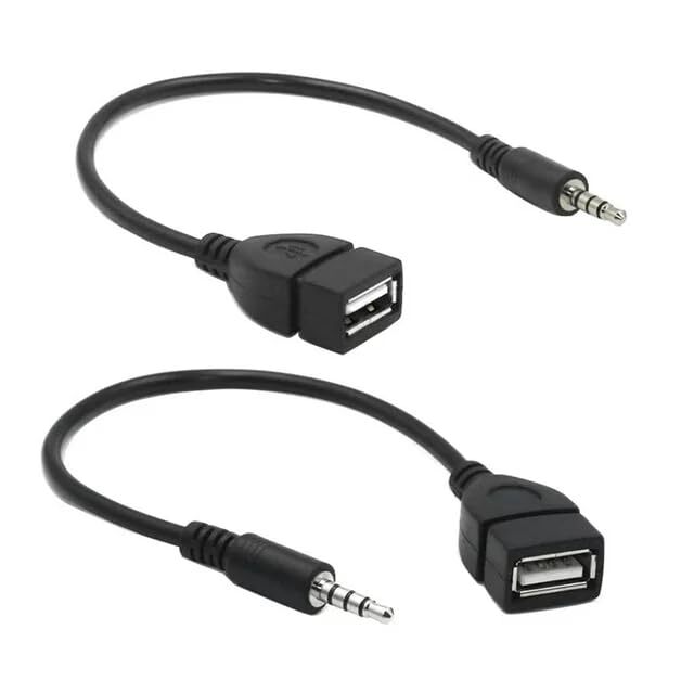 2x 3.5mm Male Audio Jack Plug to USB 2.0 Female Converter Cord for Playing Music