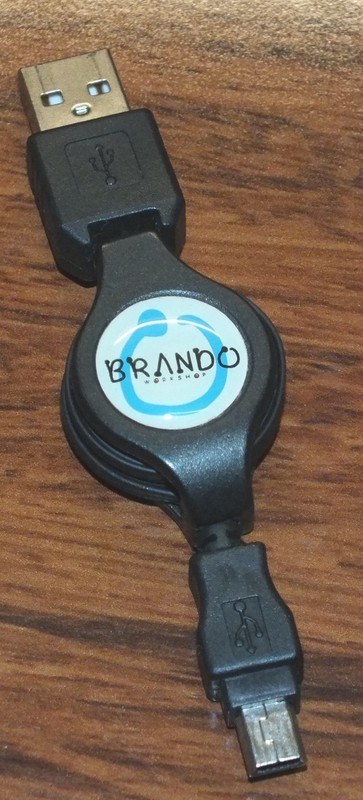 Brando Workshop Black Plastic Retractable SyncCharger Cable (Miniature USB)