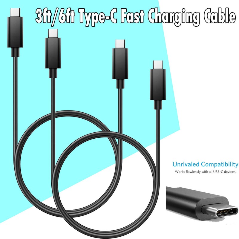 3/6FT Dual Type-C Fast Charge Cable Data Sync For Samsung Note9 8 Note10/Note10+