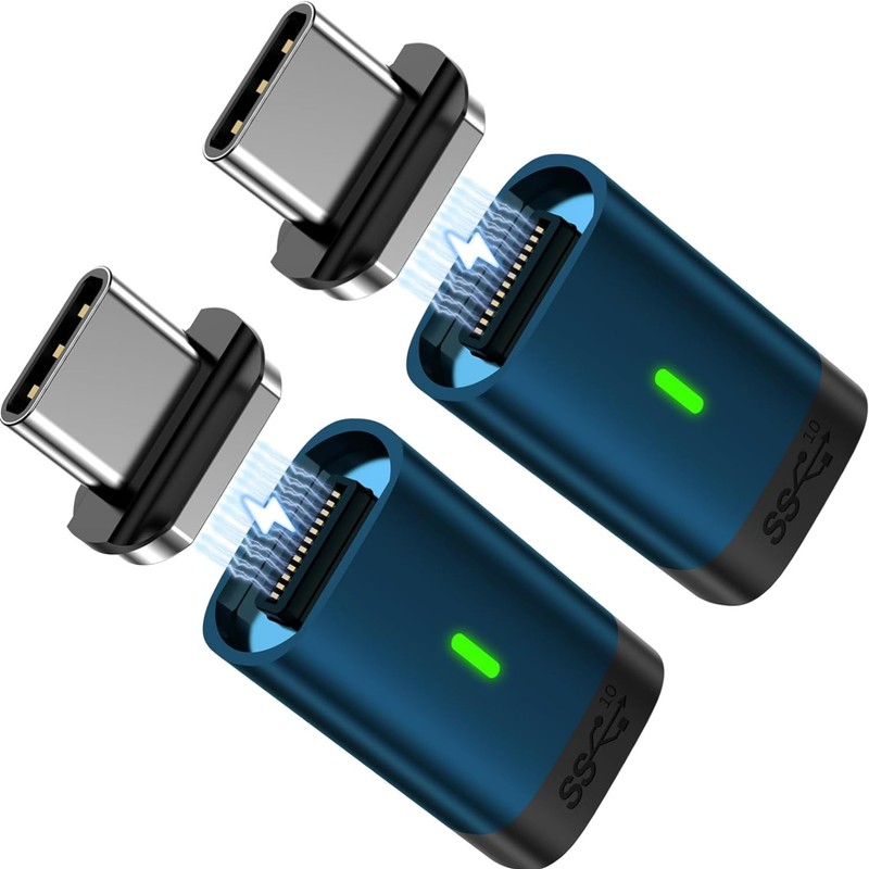 USB C Magnetic Adapter 2 Pack 24Pins Fast Charge 100W 4K Video Output