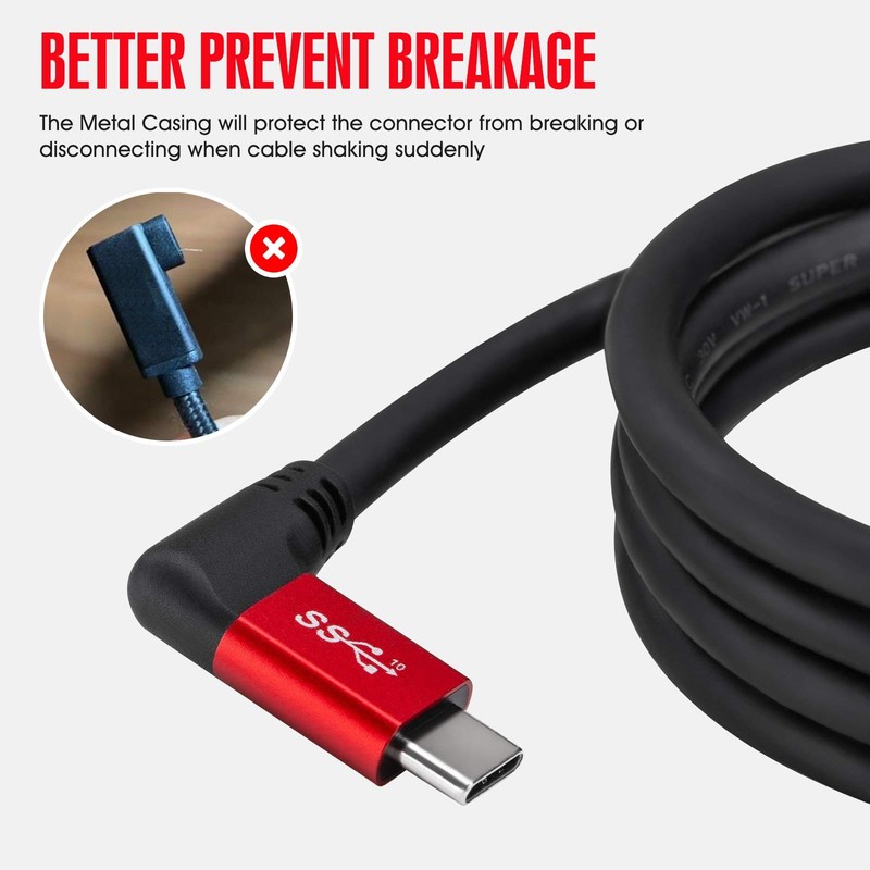 USB C to C Cable 100W [10ft], USB 3.1 C (Gen 2) Cable [Angled] with E-Marker,... gallery