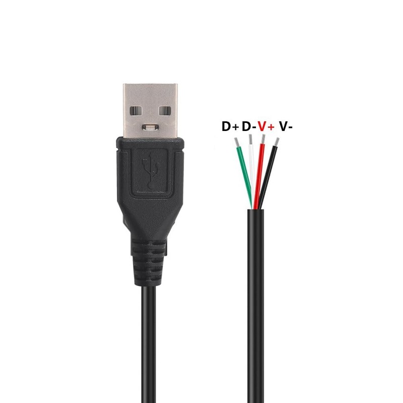 5 PCS 3Ft 28AWG USB 2.0 Male 4Pin Pigtail Data Cable 2A 5V Bare Wire Extension gallery